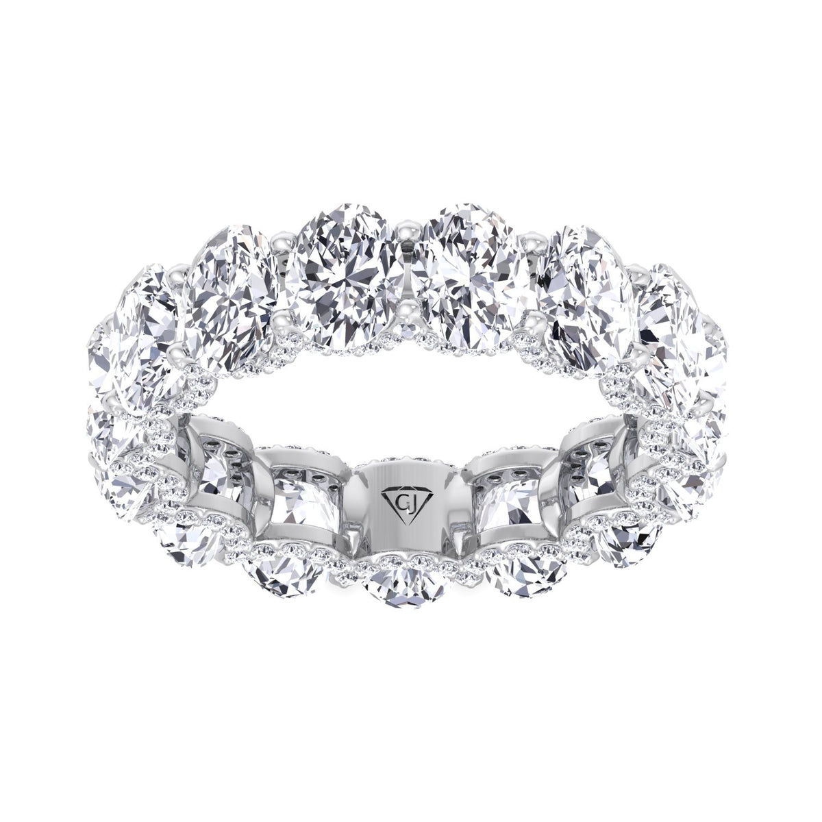 Frances - Oval Cut Diamond Eternity Band With Invisible Halo - Gem Jewelers Co