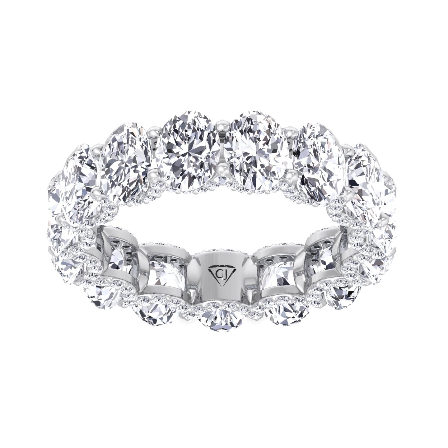 Frances - Oval Cut Diamond Eternity Band With Invisible Halo - Gem Jewelers Co