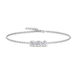 Palmira - Three Stone Bezel Set Natural Diamond Rolo Chain Bracelet - Gem Jewelers Co