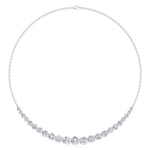 Tullia - Halfway Graduated Crown Prong Natural Diamond Tennis Necklace - Gem Jewelers Co
