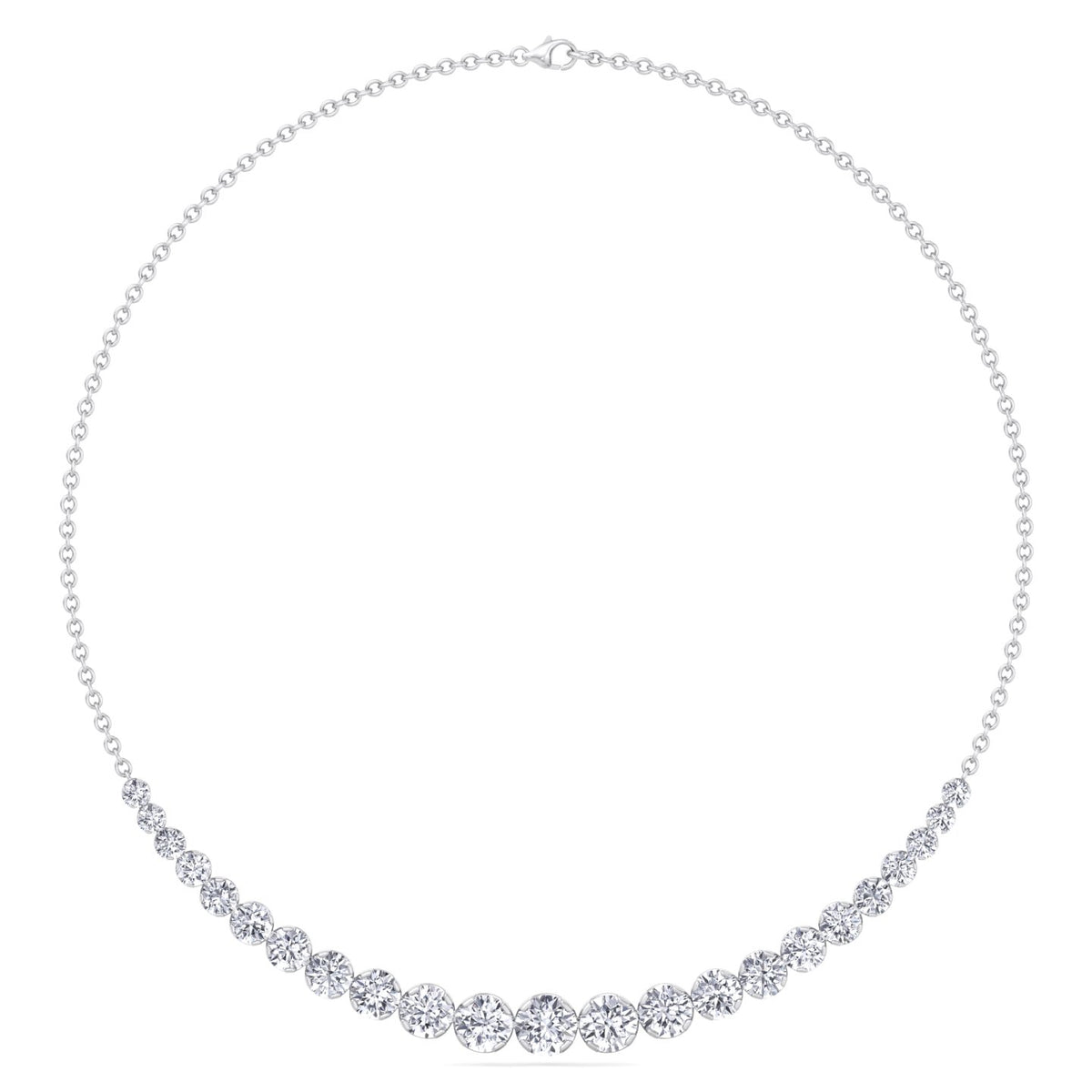 Tullia - Halfway Graduated Crown Prong Natural Diamond Tennis Necklace - Gem Jewelers Co