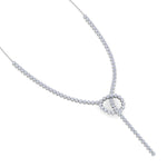 Crown Prong Knot Style Diamond Lariat Necklace White Gold 14K 18K
