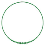 4 Prong Graduated Natural Green Emerald Tennis Necklace White Gold 14K 18K