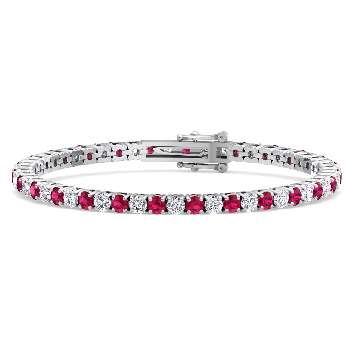 Sophie - Natural Diamond & Ruby Tennis Bracelet - Gem Jewelers Co