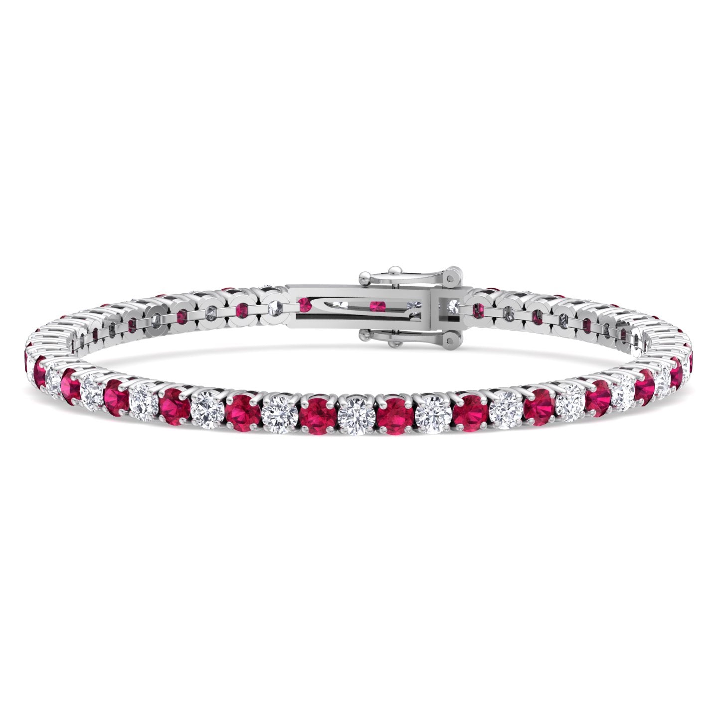 Sophie - Natural Diamond & Ruby Tennis Bracelet - Gem Jewelers Co