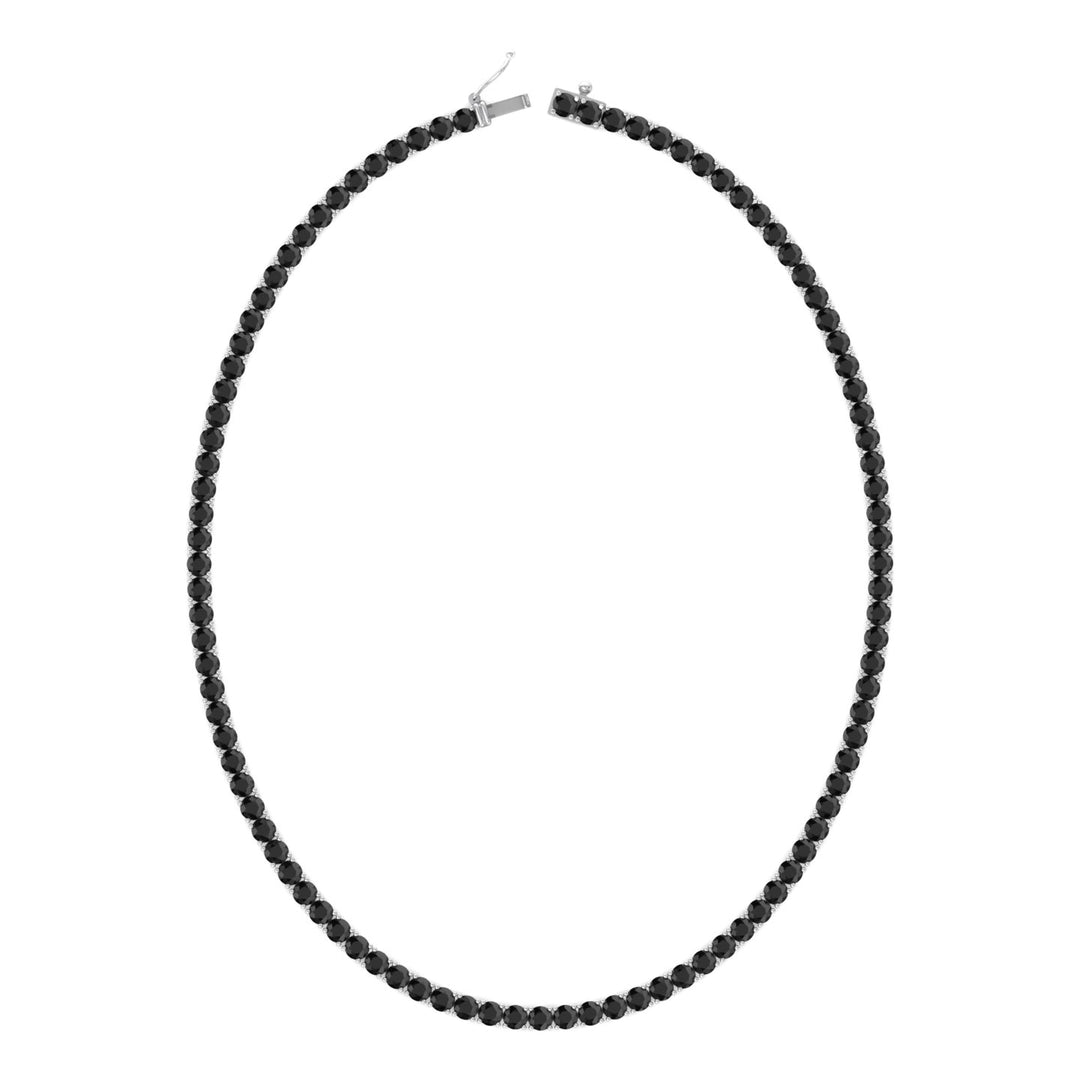 Men's Black Diamond Tennis Necklace 14K Solid Gold