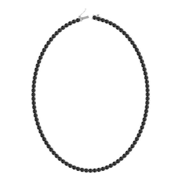 Men's Black Diamond Tennis Necklace 14K Solid Gold