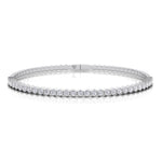 Hexagonal Bezel Set Natural Diamond Flexible Bangle White Gold 14K 18K