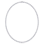 Oval Shape East to West Natural Diamond Tennis Necklace White Gold 14K 18K