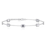 Emerald Shape Natural Diamonds By The Yard Bracelet-1.10CT-14K-18K-White Gold-Bezel Set