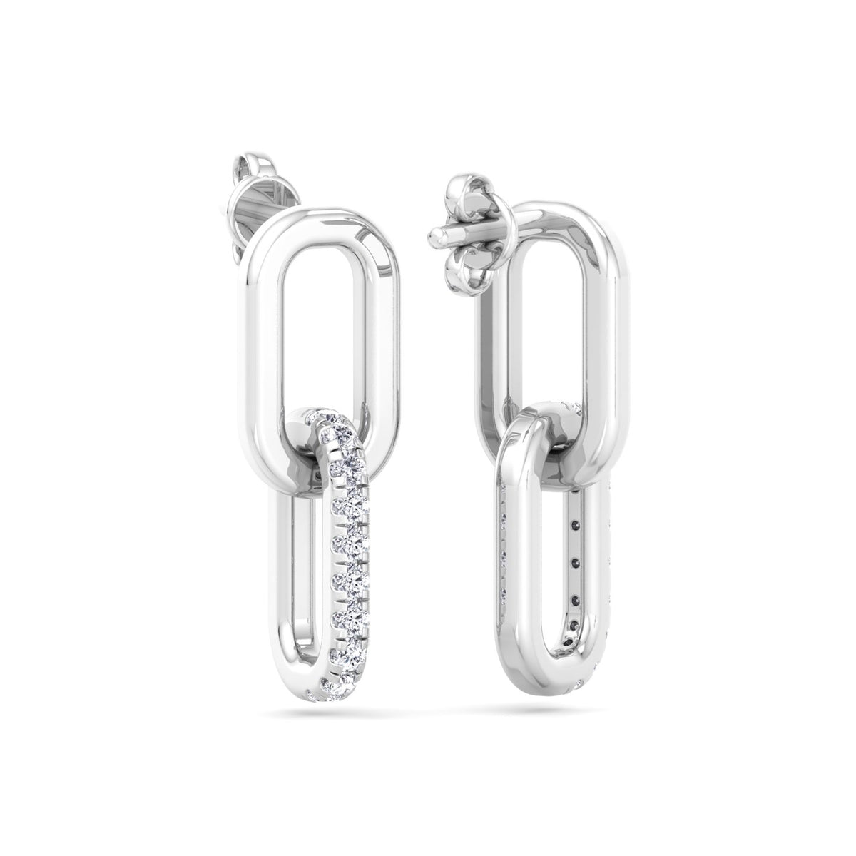 WG Paperclip Chain Lab Grown Diamond Earrings 3