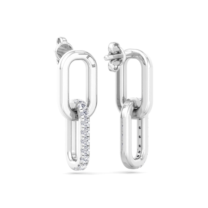 WG Paperclip Chain Lab Grown Diamond Earrings 3