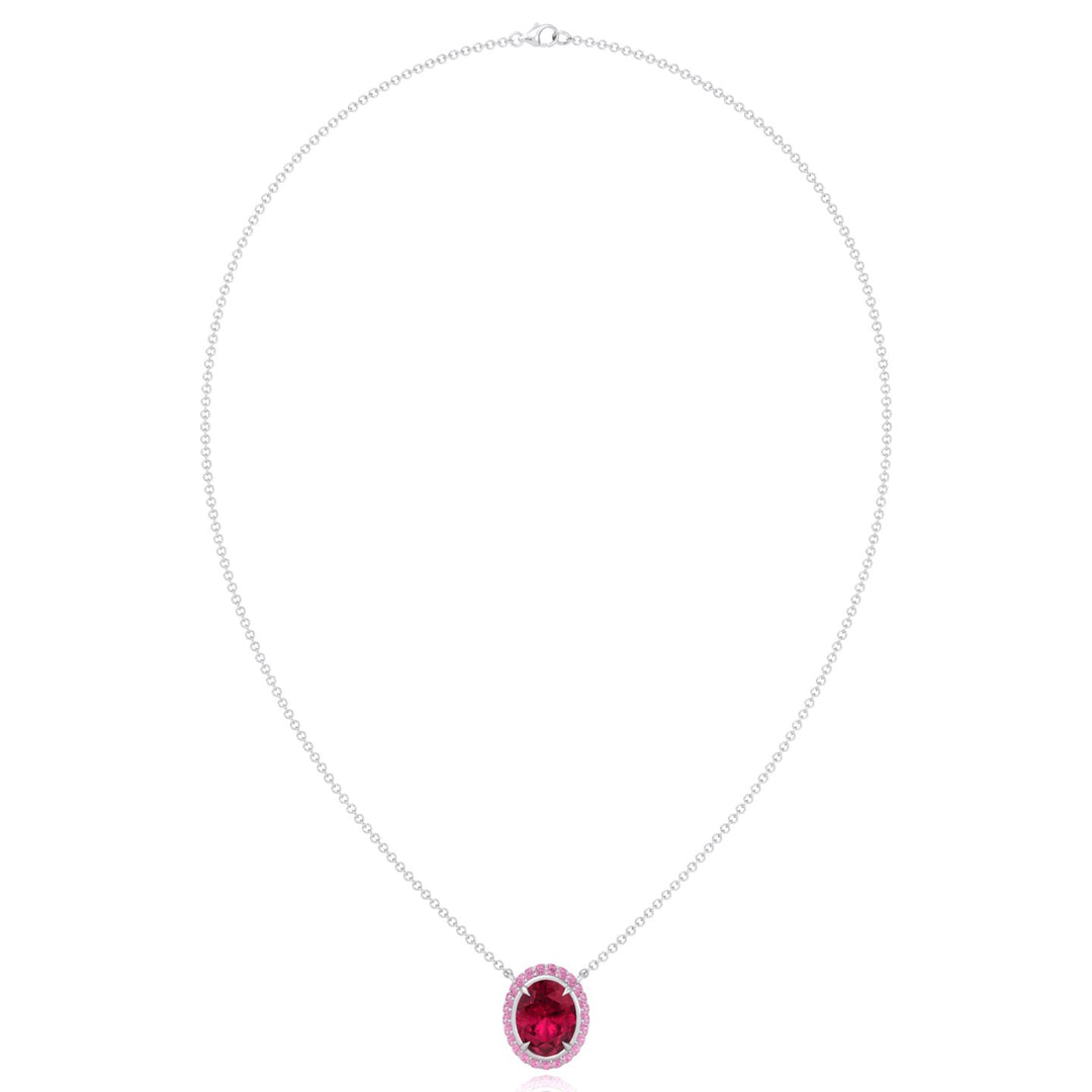 (3.5CT T.W.) Natural Pink Sapphire and Ruby Pendant  White Gold 14K 18K