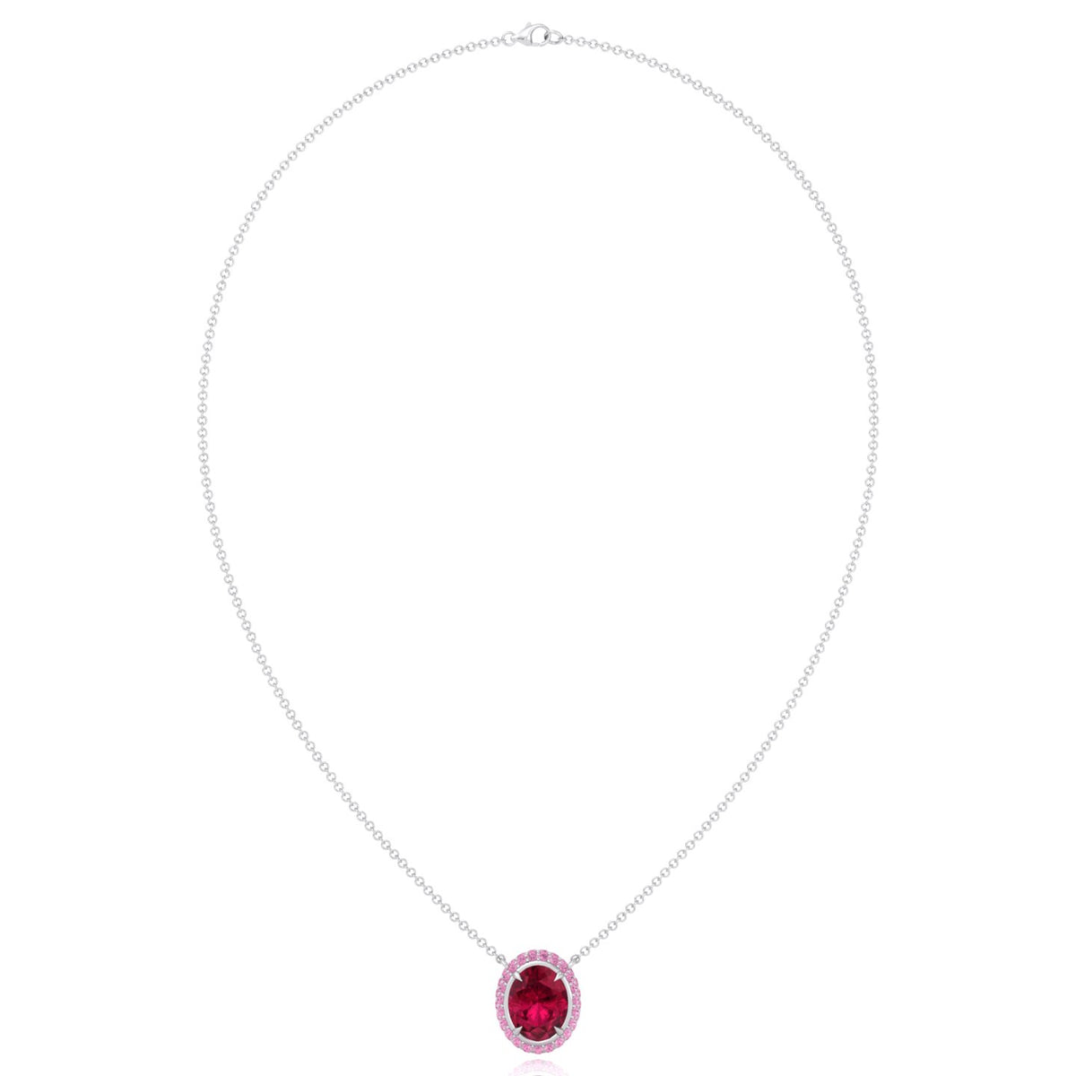 (3.5CT T.W.) Natural Pink Sapphire and Ruby Pendant  White Gold 14K 18K