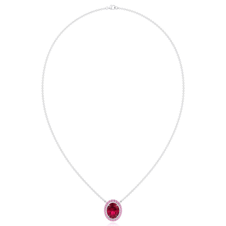 (3.5CT T.W.) Natural Pink Sapphire and Ruby Pendant  White Gold 14K 18K