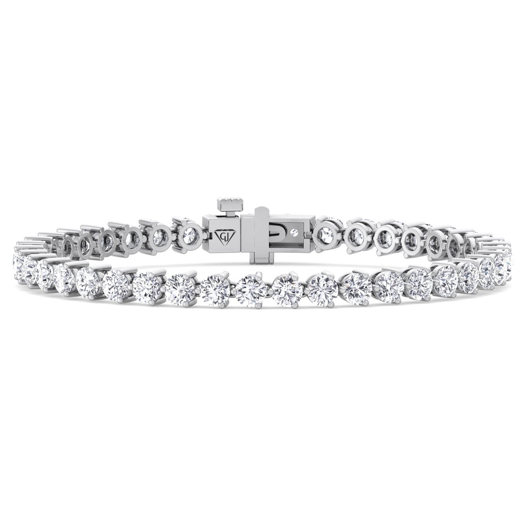 3-Prong Natural Diamond Tennis Bracelet - Martini Style 14K Solid Gold
