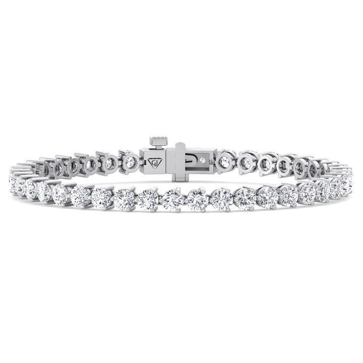 3-Prong Natural Diamond Tennis Bracelet - Martini Style 14K Solid Gold