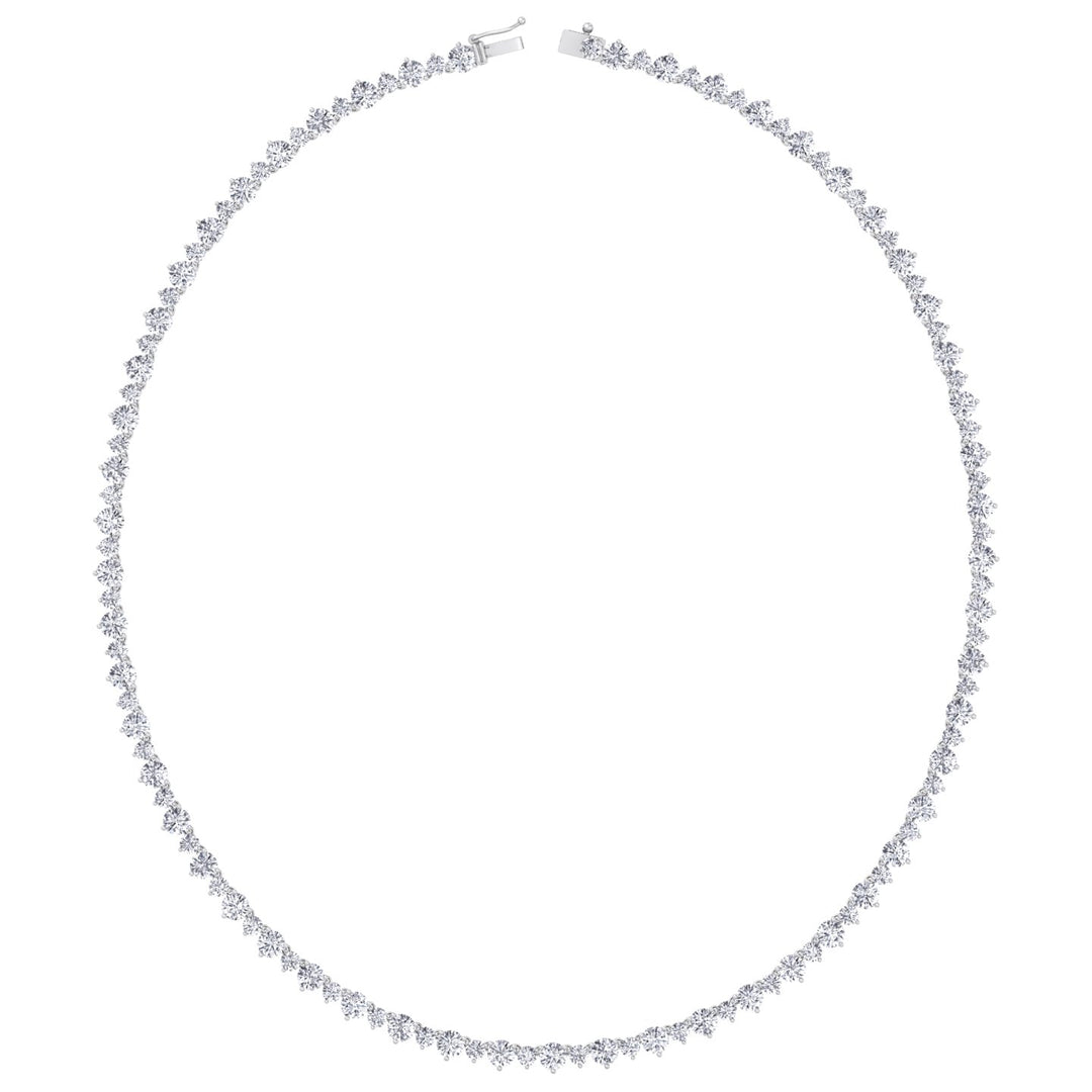 3 Prong Alternating Size Natural Diamond Tennis Necklace