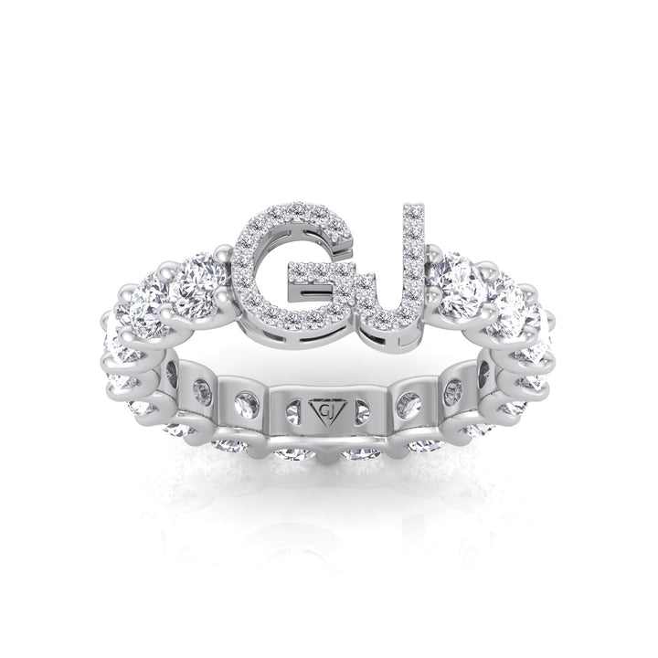 Custom Initial Round Shape Natural Diamond Eternity Band