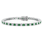 Estelle - Natural Diamond & Emerald Tennis Bracelet - Gem Jewelers Co