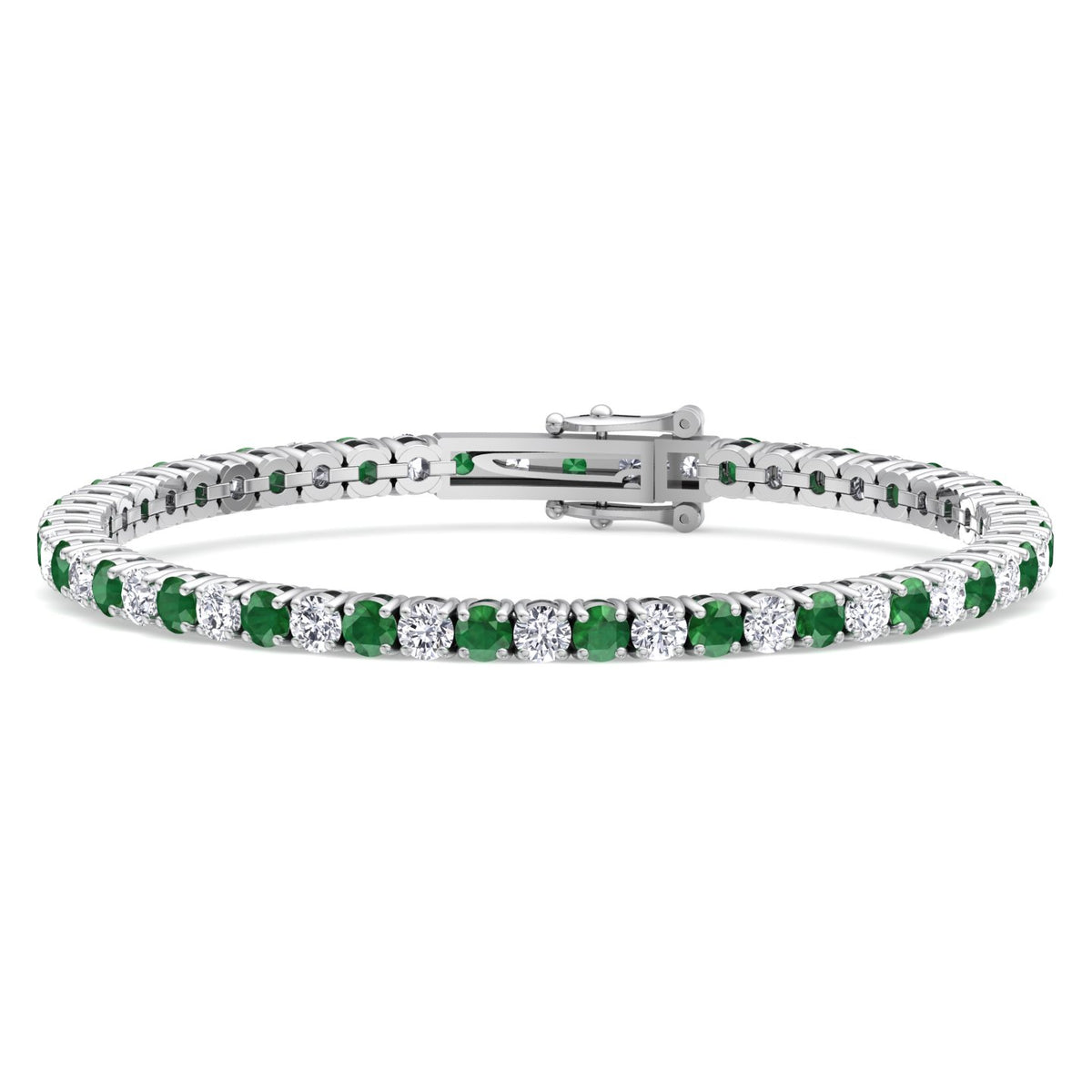 Estelle - Natural Diamond & Emerald Tennis Bracelet - Gem Jewelers Co