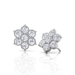 Vintage Style Natural Diamond Flower Earrings White Gold 14K 18K