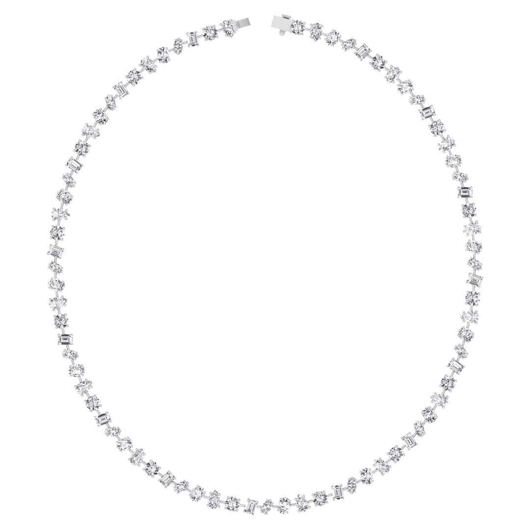 Multi Shape Natural Diamond Tennis Necklace in Prong Setting