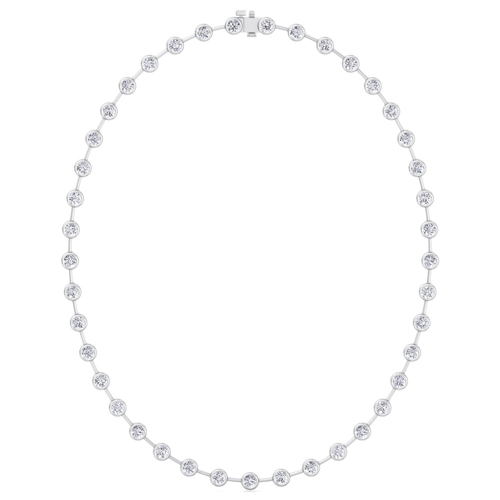 Bezel Set Round Natural Diamond Bar Necklace White Gold 14K 18K