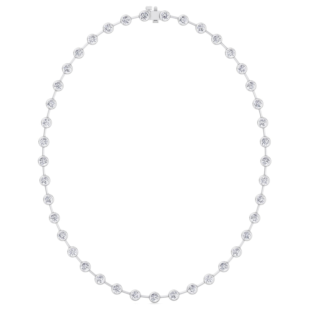 Bezel Set Round Natural Diamond Bar Necklace White Gold 14K 18K