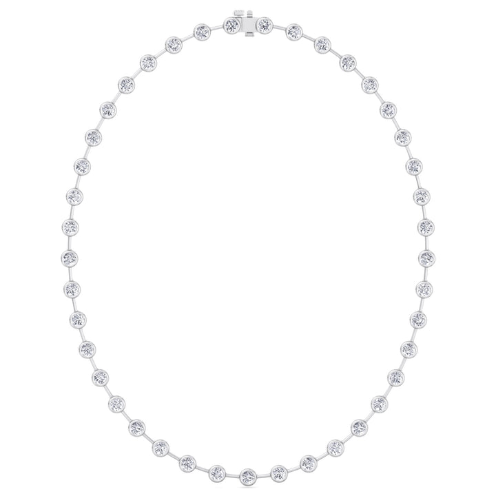 Bezel Set Round Natural Diamond Bar Necklace White Gold 14K 18K