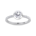 Monza - Round Bezel Set Engagement Ring with Pave Band - Gem Jewelers Co