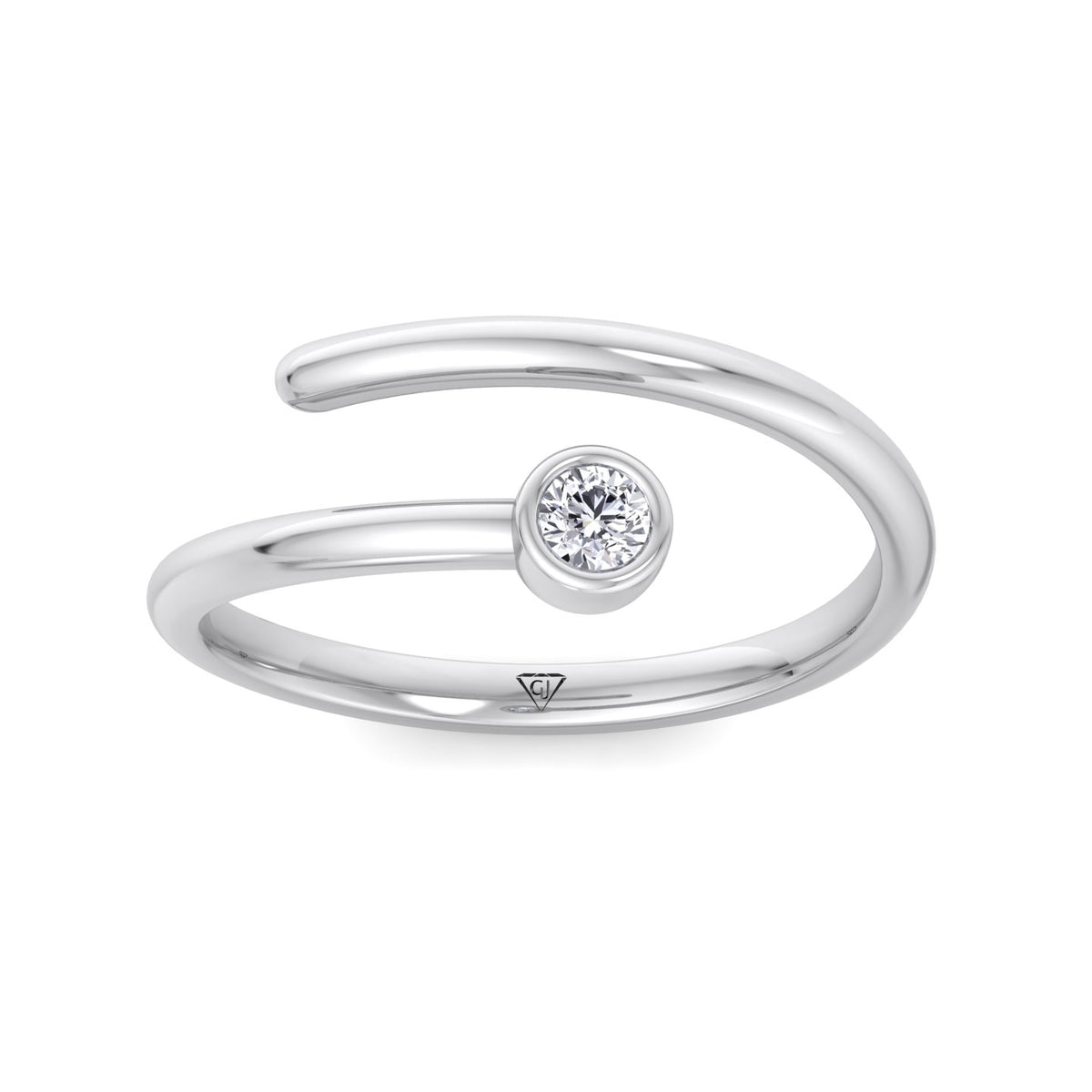 Sylvie - Round Cut Diamond Bezel Stacking Open Ring - Gem Jewelers Co