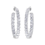Inside Out Asscher Cut Natural Diamond Hoop Earrings White Gold 14K 18K