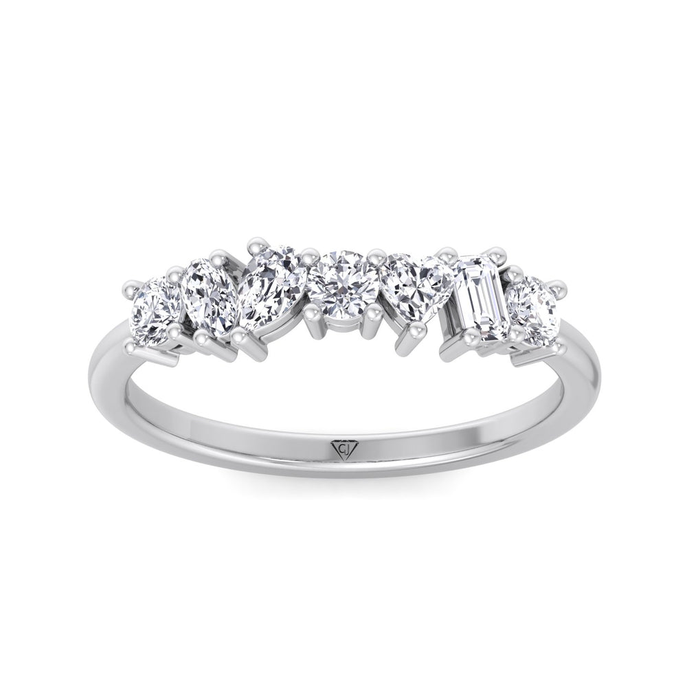 Multi Shape Half Way Natural Diamond Eternity Band White Gold 14K 18K