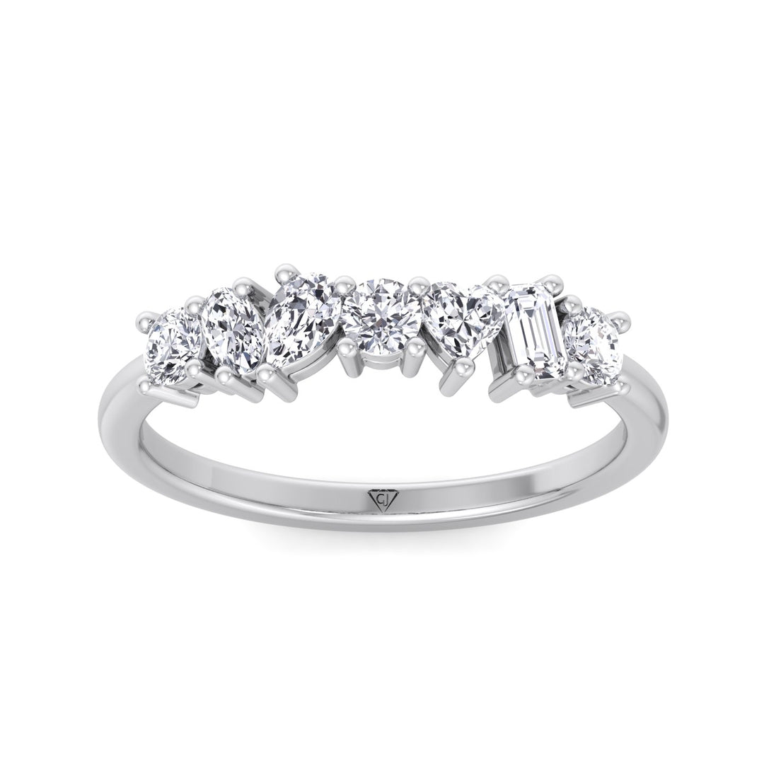 Multi Shape Half Way Natural Diamond Eternity Band White Gold 14K 18K