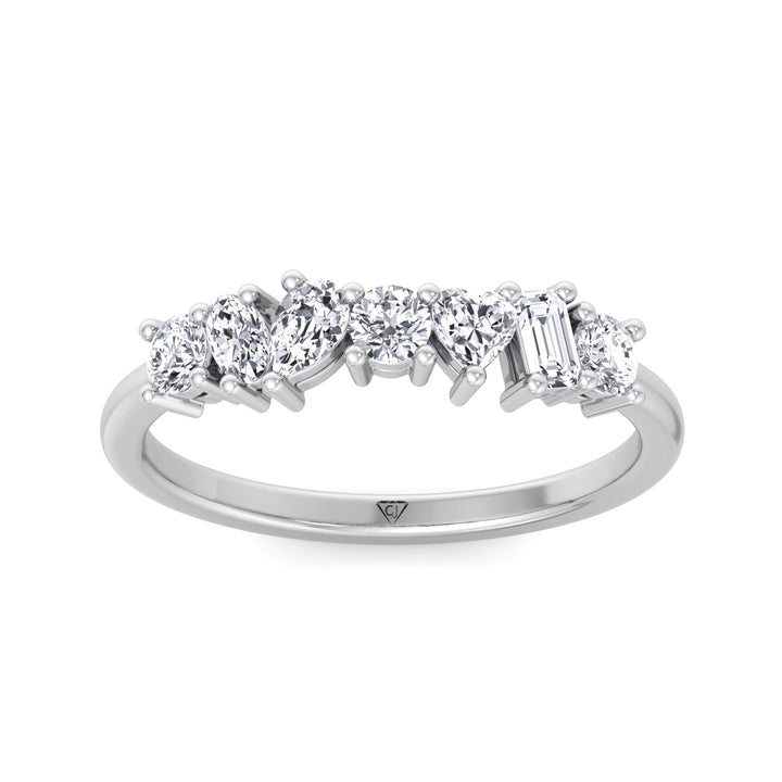 Multi Shape Half Way Natural Diamond Eternity Band White Gold 14K 18K