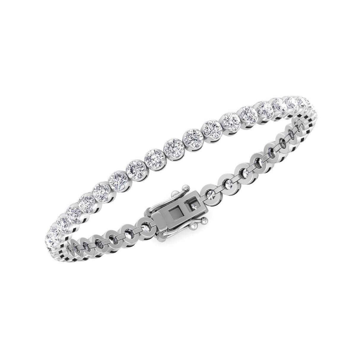 Crown Prong Natural Diamond Tennis Bracelet 14K White Gold