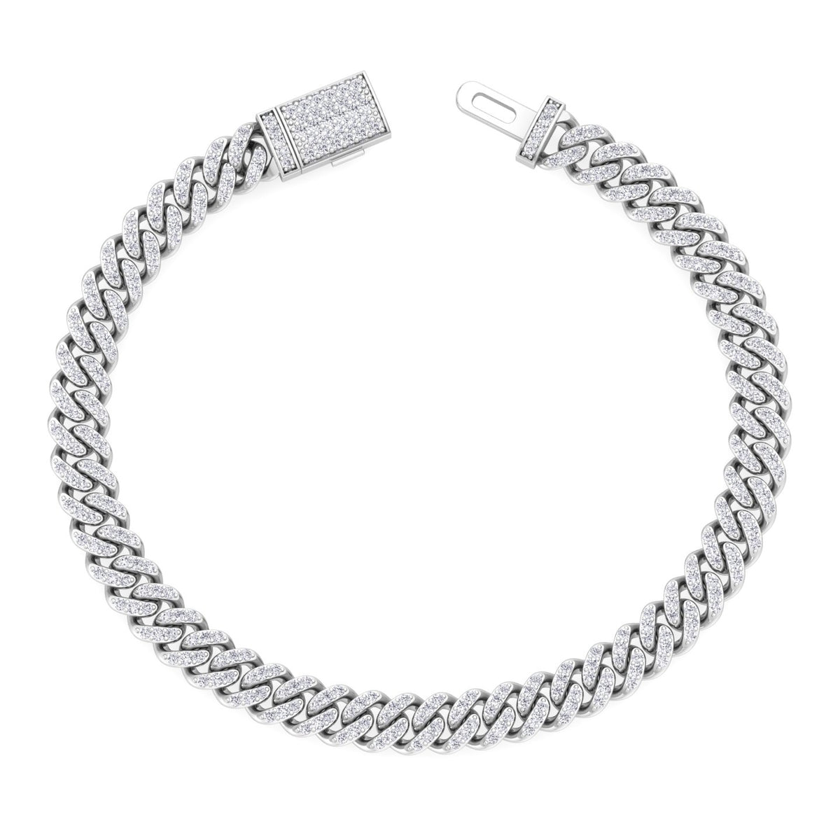 3CT natural diamond Cuban link bracelet 18K white gold
