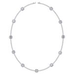 Emerald Shape Halo Station Natural Diamond Tennis Necklace in 14K Solid Gold White Gold 14K 18K