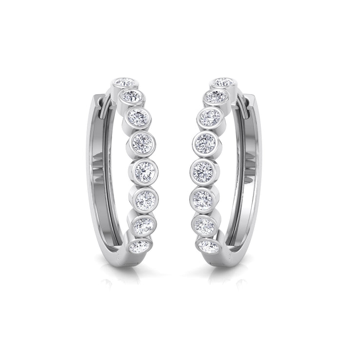 WG Round Shape Natural Diamond Hoop Earrings 3