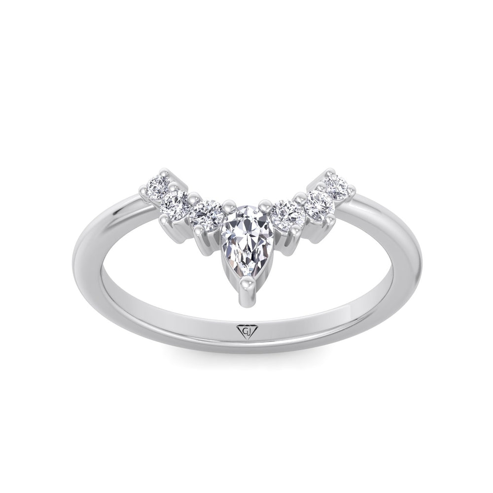 WG Pear Shape Natural Diamond Curved Tiara Engagement Ring 2
