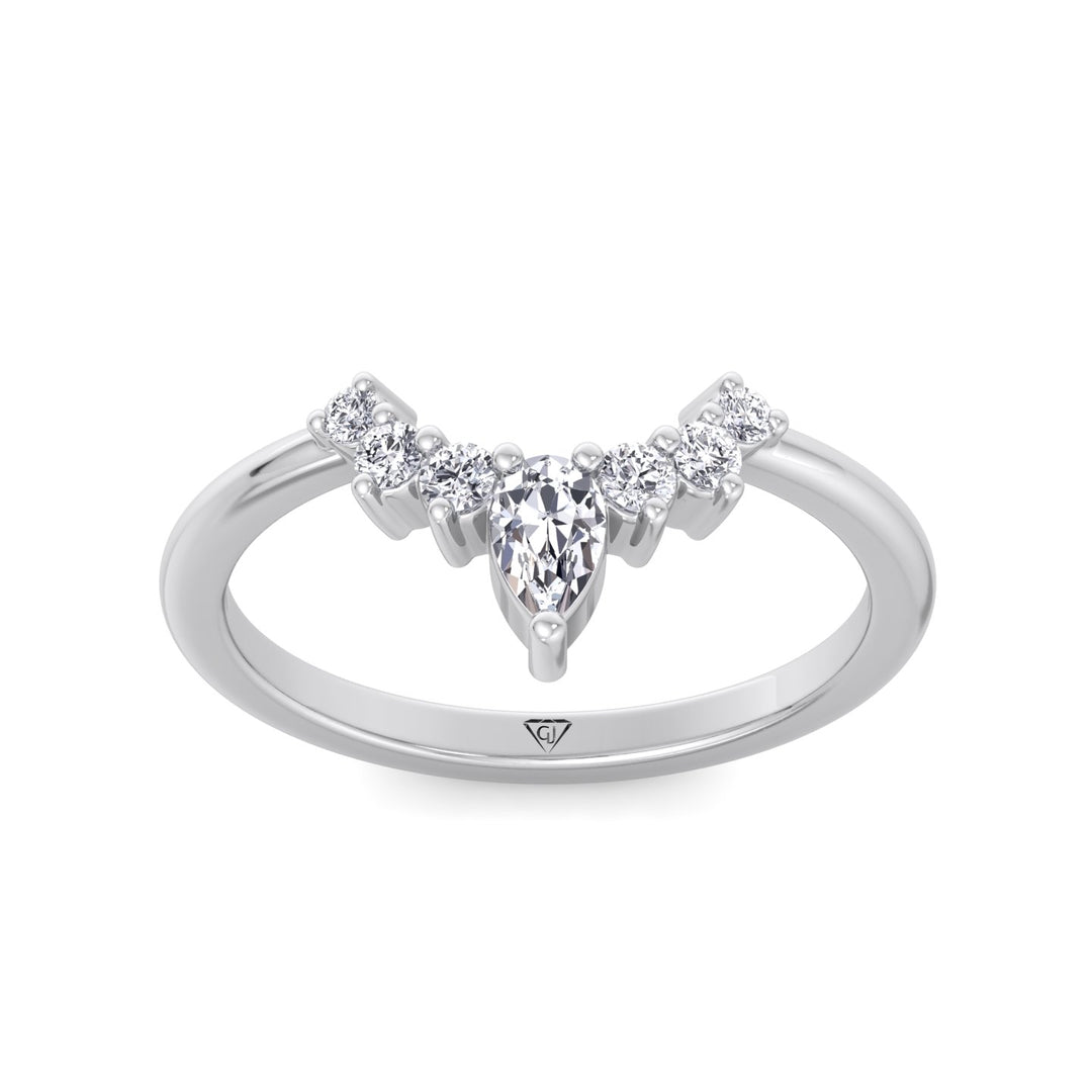 WG Pear Shape Natural Diamond Curved Tiara Engagement Ring 2