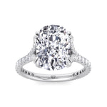 Augusta - Elongated Cushion Shape Double Claw Diamond Engagement Ring with Pave Band - Gem Jewelers Co