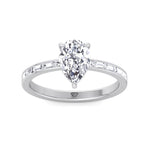 Gina - Pear Shape Diamond Engagement Ring with Baguette Shape Channel Set Side Stone Band - Gem Jewelers Co