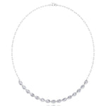 Paper Clip and Pear Shape Bezel Set Diamond Tennis Necklace White Gold 14K 18K