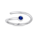 Bleu - Round Cut Blue Sapphire Bezel Set Stacking Ring - Gem Jewelers Co
