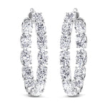 Inside Out Oval Natural Diamond Hoop Earring 1.25” White Gold 14K 18K