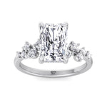 Carmela - Radiant Shape Hidden Halo Diamond Engagement Ring With Clustered Side Stones - Gem Jewelers Co