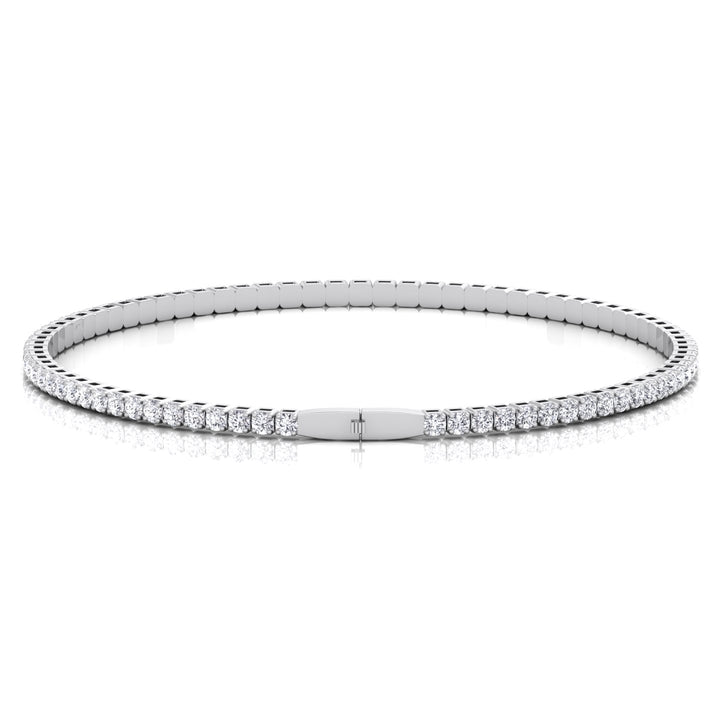 Flexible Round Natural Diamond Full Bangle in 14K Solid Gold