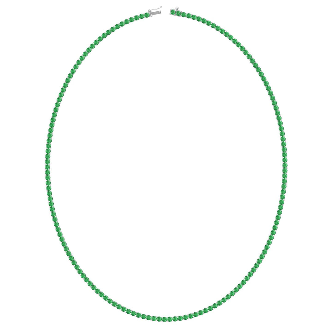 Giovane - Natural Green Emerald Tennis Necklace - Gem Jewelers Co